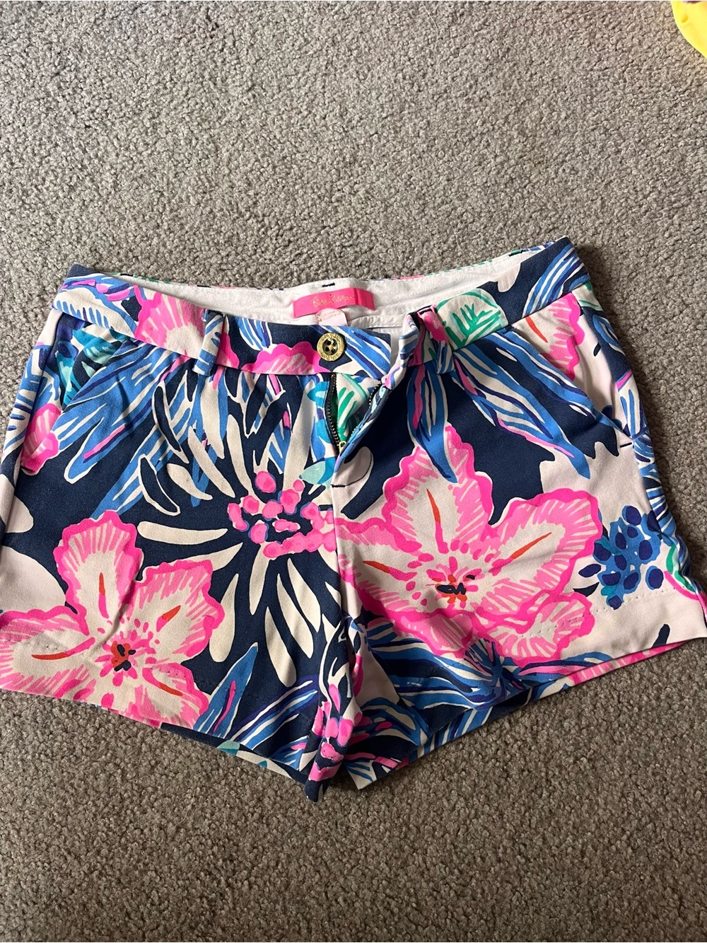 Lilly Pulitzer Pink, Navy & Cream Floral Bermuda Shorts